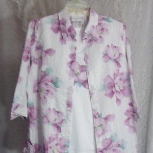 Alfred Dunner Blouse and Tank Set Gorgeous Lilacs and White NWOT